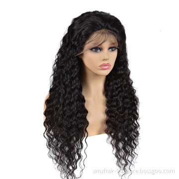 13X6 Lace Frontal Wig 100%Human Hair Double Drawn Water Wave Indian Virgin Cuticle Aligned Hair Swiss Lace Front Wig Pre Plucked
